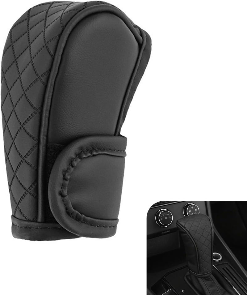 Zikefest Car Gear Shift Cover, Leather Shifter Cover, Gear Shift Knob Cover for Shift Lever Protection, Universal Car Gear Shift Cover, Car Decoration Accessories (Black) - Image 1